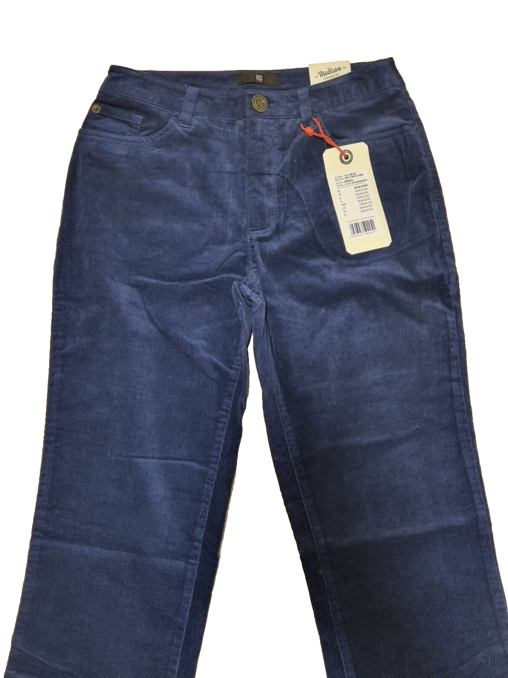 🔥 HIS Damen Jeans Madison Comfort Fit 36/33 High Waist Slim Leg - Blau Cord E8