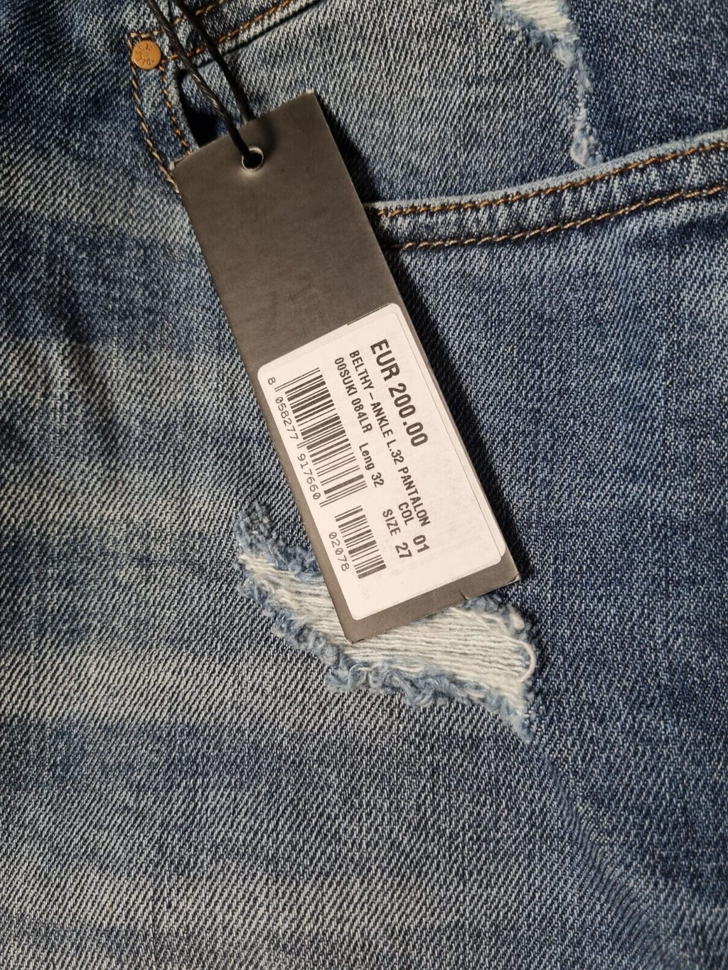 DIESEL Damen Jeans Belthy-Ankle Regular Slim Straight W27 L32 Blau SLR4B1