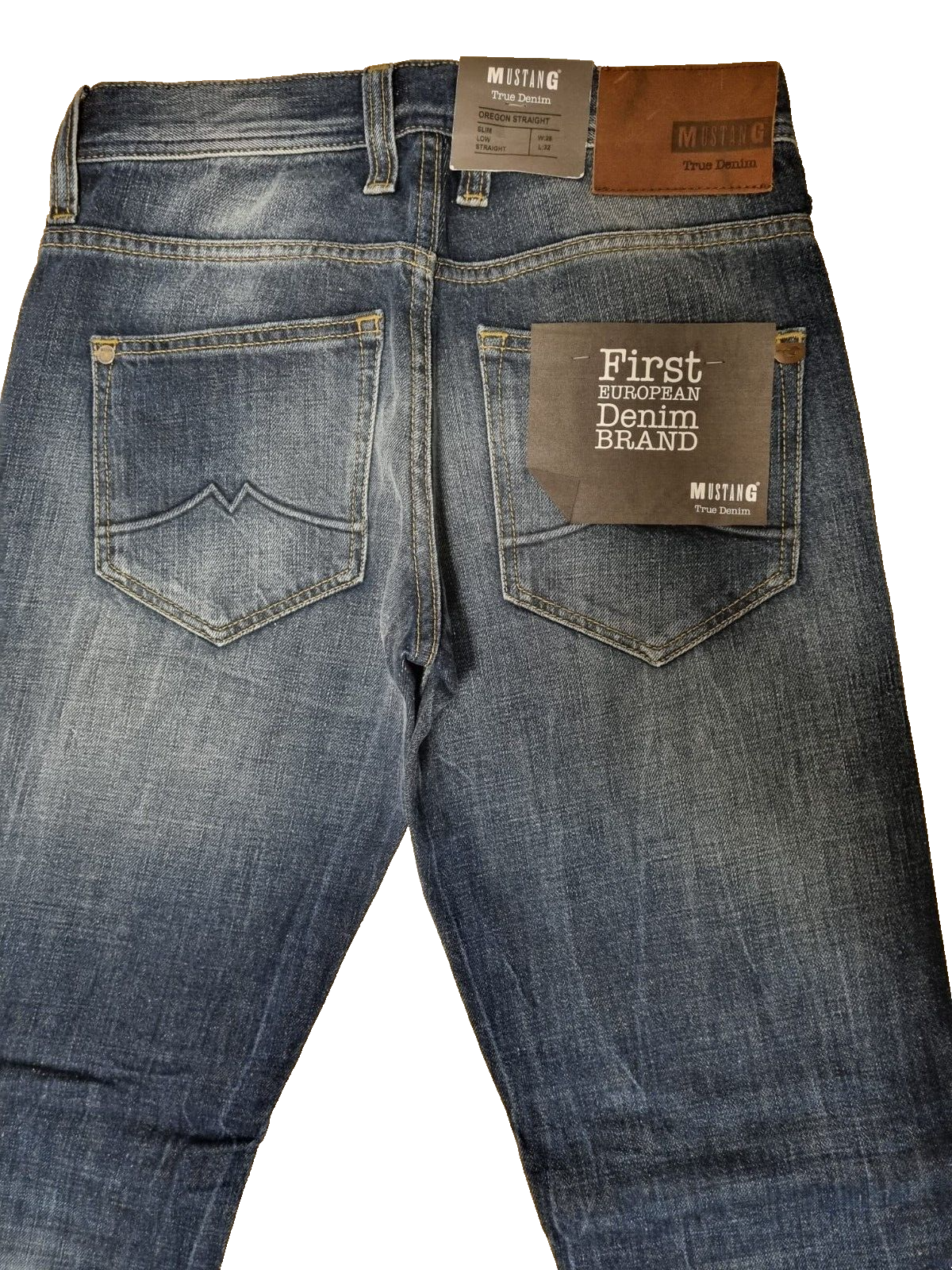 Mustang Herren Jeans Oregon Straight Slim Fit W28 L32 Blau Stretch Denim D3