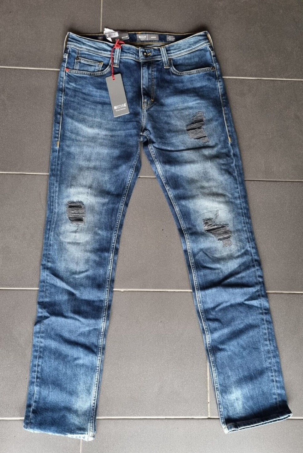 MUSTANG Herren Jeans Vegas Slim Fit W32 L34 Blau Denim Medium Rise BR1E2