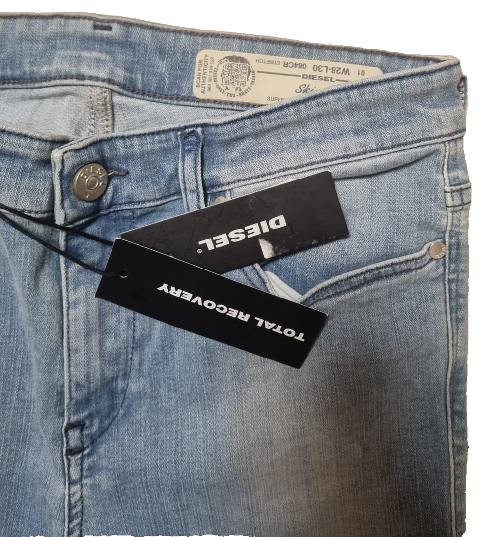 DIESEL Damen Jeans Skinzee W28 L30 Blau Super Slim Skinny Regular Waist K2