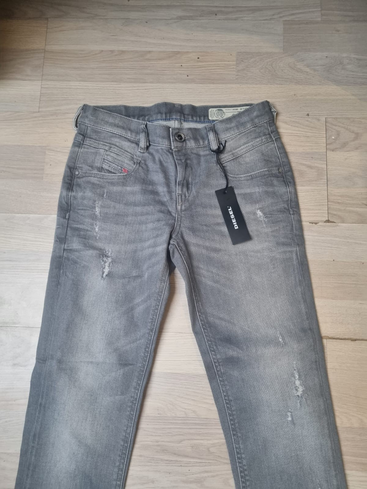 DIESEL Damen Jeans Belthy-Ankle W23 L32 | Super Slim Straight | Grau Stretch