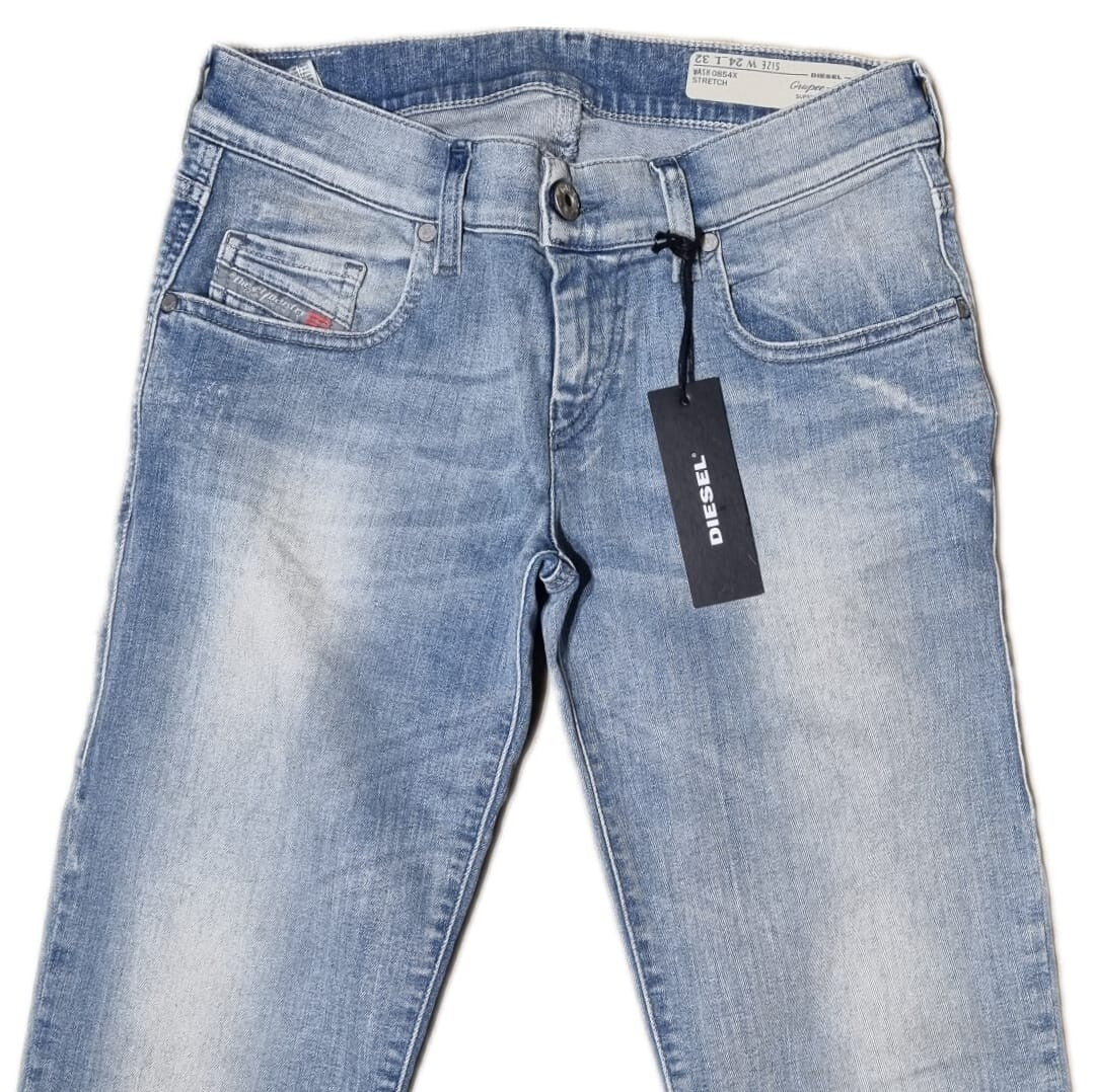 DIESEL Damen Jeans Grupee-Ankle Super Slim Skinny / Low Waist W24 L32 Blau BR1D1