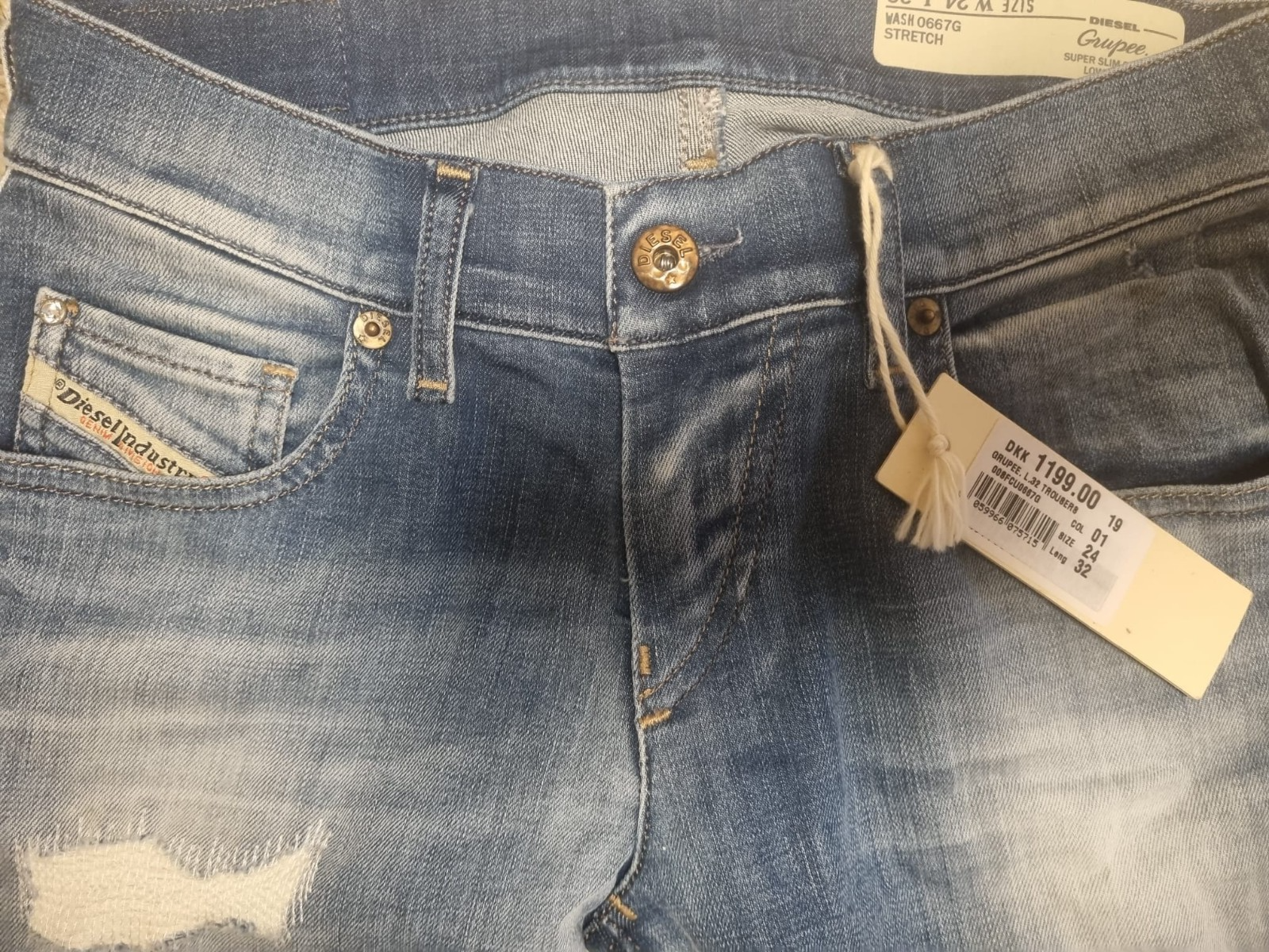 DIESEL Damen Jeans Grupee W24 L32 Blau Super Slim Skinny 00SFCU 0667G M5