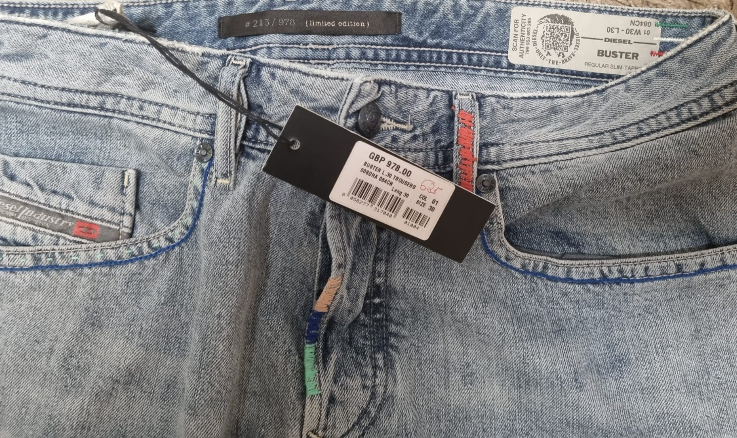 DIESEL Herren Jeans BUSTER W30 L30 Regular Slim Tapered Limited Edition Blau K4