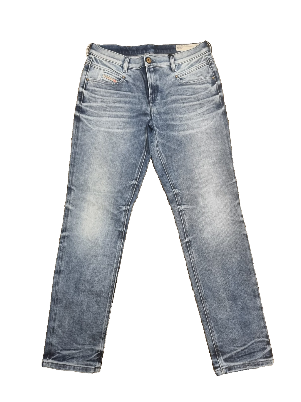 DIESEL Belthy Damen Jeans W28 L30 Regular Slim Straight Low Waist Blau M5