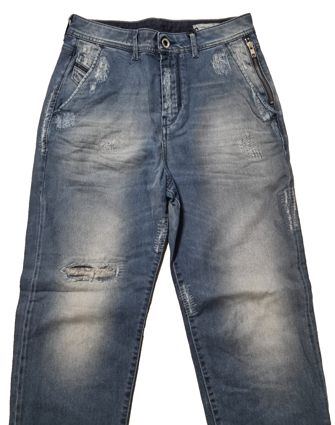 DIESEL Damen Jeans Carrot & Chino W24 Blau | Stretch & Luxusstoff K4