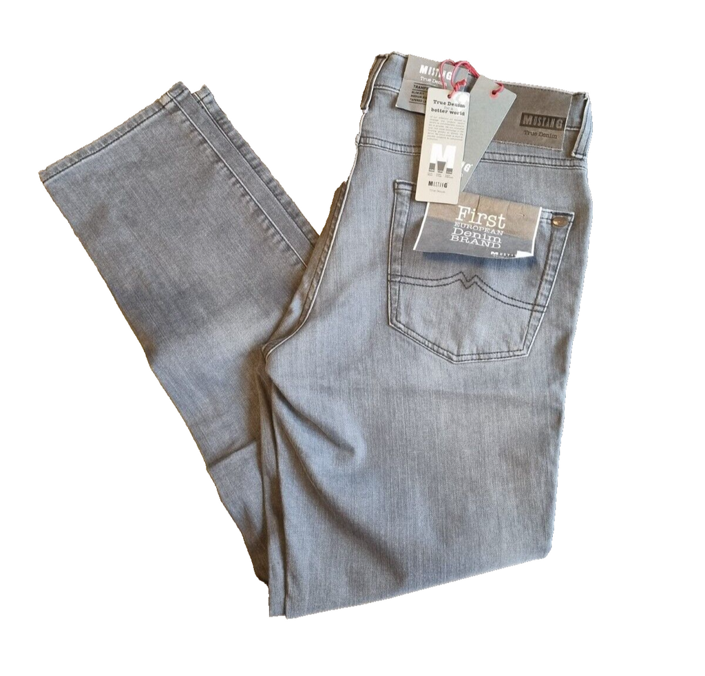 MUSTANG Herren Jeans Tramper Tapered W36 L34 Slim Fit Grau Medium Rise BR1E1