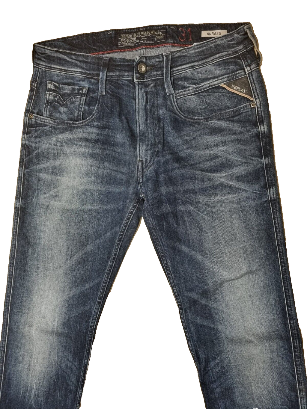 Replay Herren Jeans ANBASS, W31 L34, Dunkelblau, Slim Fit, Modern Look Hose D6