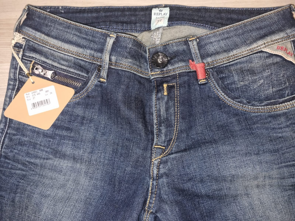 REPLAY Damen Jeans Yasmeen WX621 Blau Slim Straight Fit W27 L34