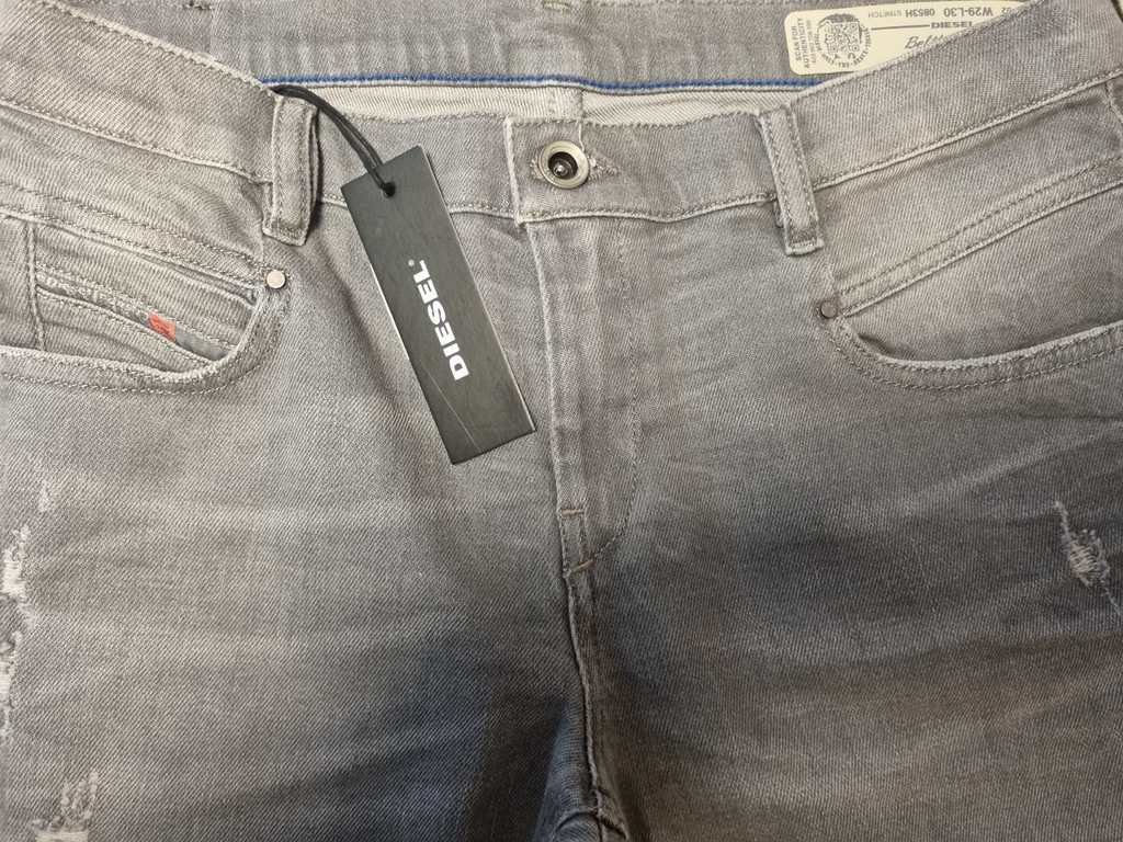 DIESEL Damen Jeans Belthy-Ankle W29 L30 Grau Regular Slim Straight 00SUKH M2