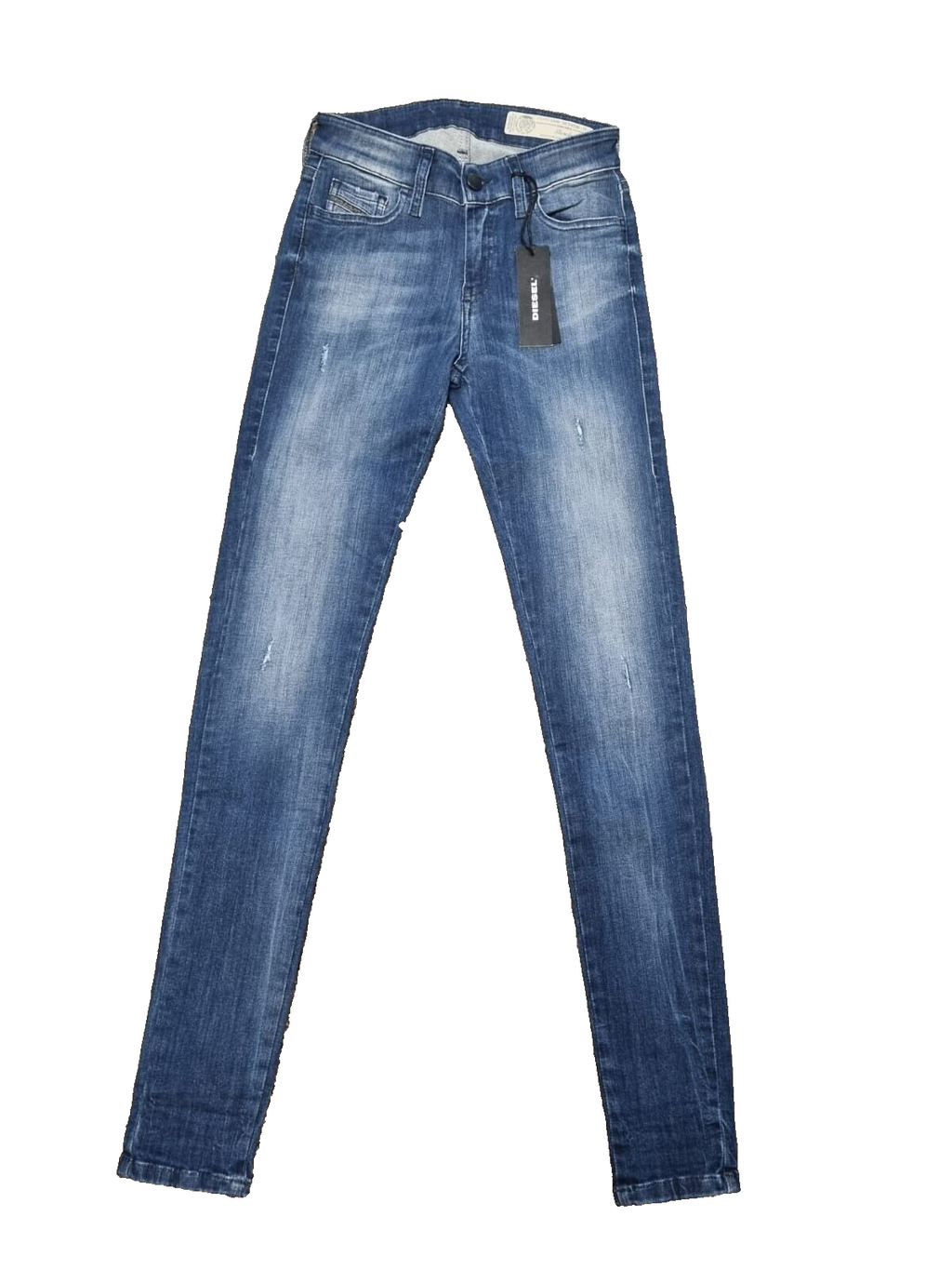 DIESEL Damen Jeans SLANDY – Super Slim Skinny Regular Waist – W24 L32 – Blau T15