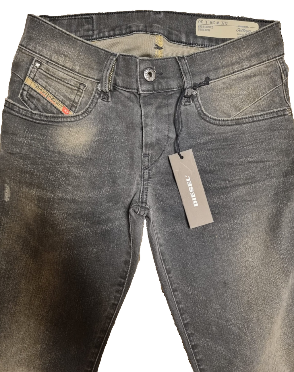 DIESEL Damen Jeans Getlegg W25 L30 Grau Stretch 00CSDM 0607Z Slim Skinny