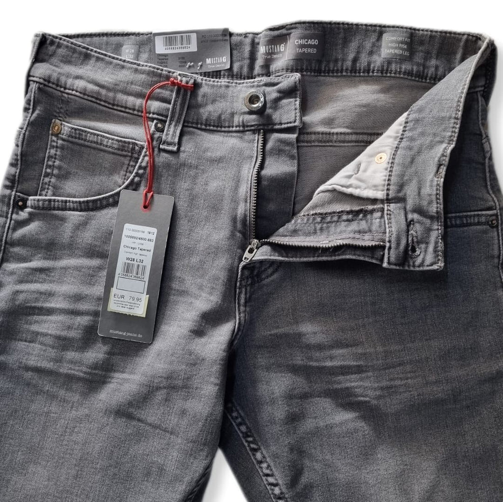 Mustang Herren Jeans Chicago Tapered Comfort High Tapered 1005692 4500 883 Grau