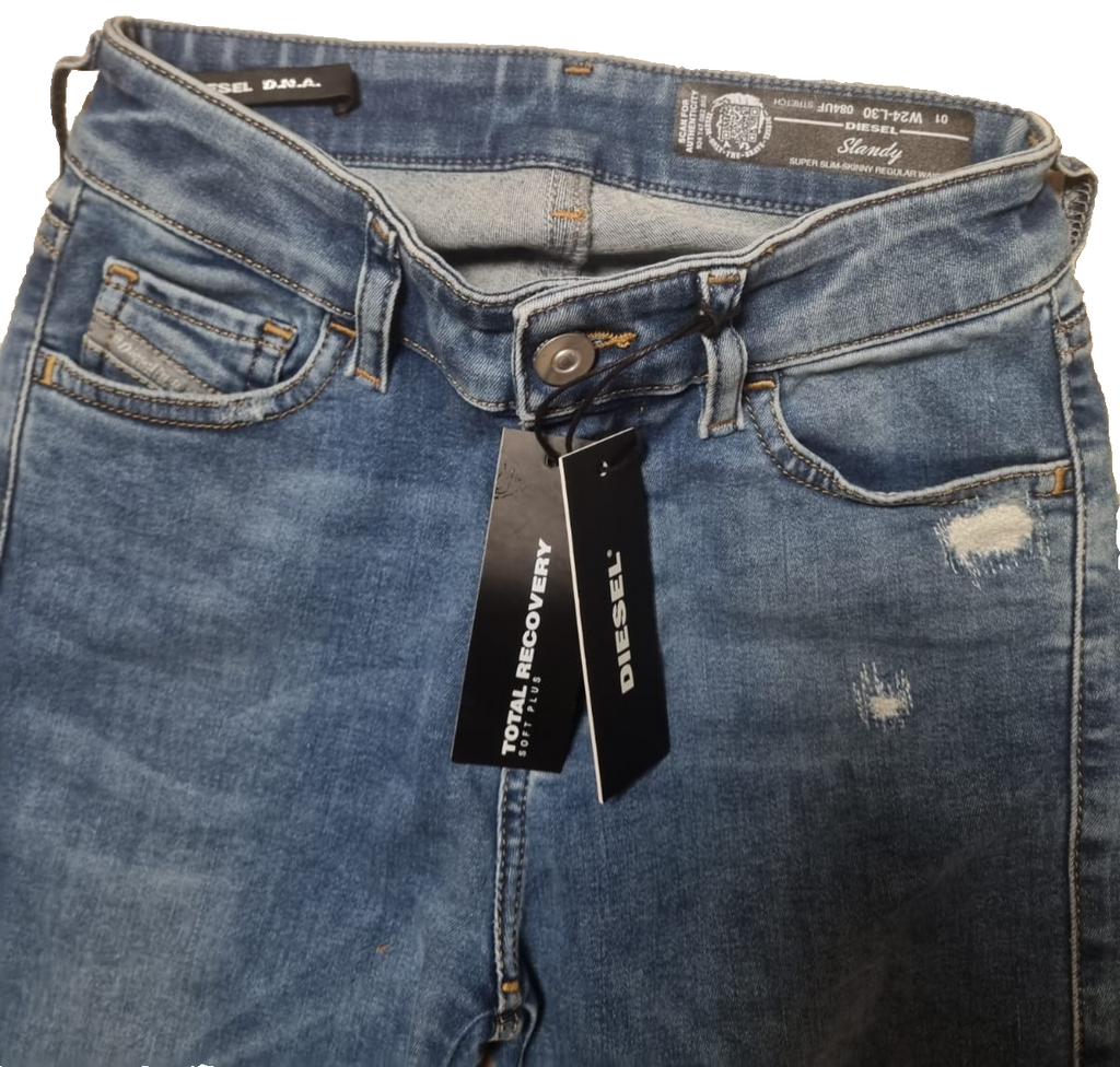DIESEL Damen Jeans Slandy W24 L30 Grau Super Slim Skinny Regular Waist 00SXJM K2