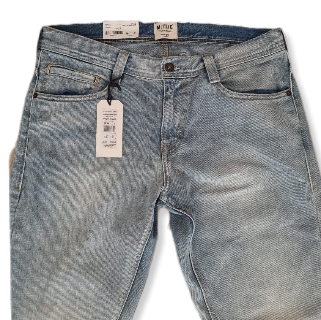 MUSTANG Herren Jeans Oregon Slim Low Straight W34 L32 Blau Mod 1006782