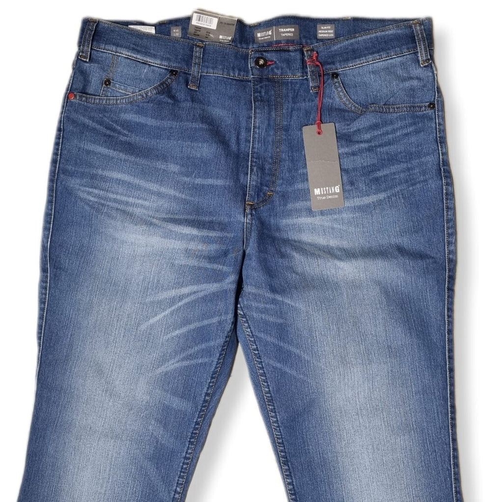 MUSTANG Herren Jeans Tramper Tapered W40 L32 Blau Slim Medium Tapered BR2E1
