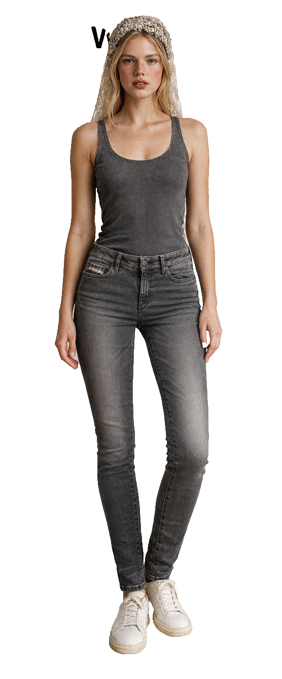 DIESEL Damen Jeans Getlegg W25 L30 Grau Stretch 00CSDM 0607Z Slim Skinny