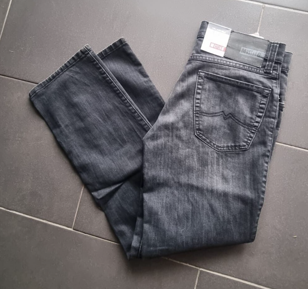 MUSTANG Herren Jeans Oklahoma Slim Fit Grau W33 L30 1004251 Staight LEG BR1E2