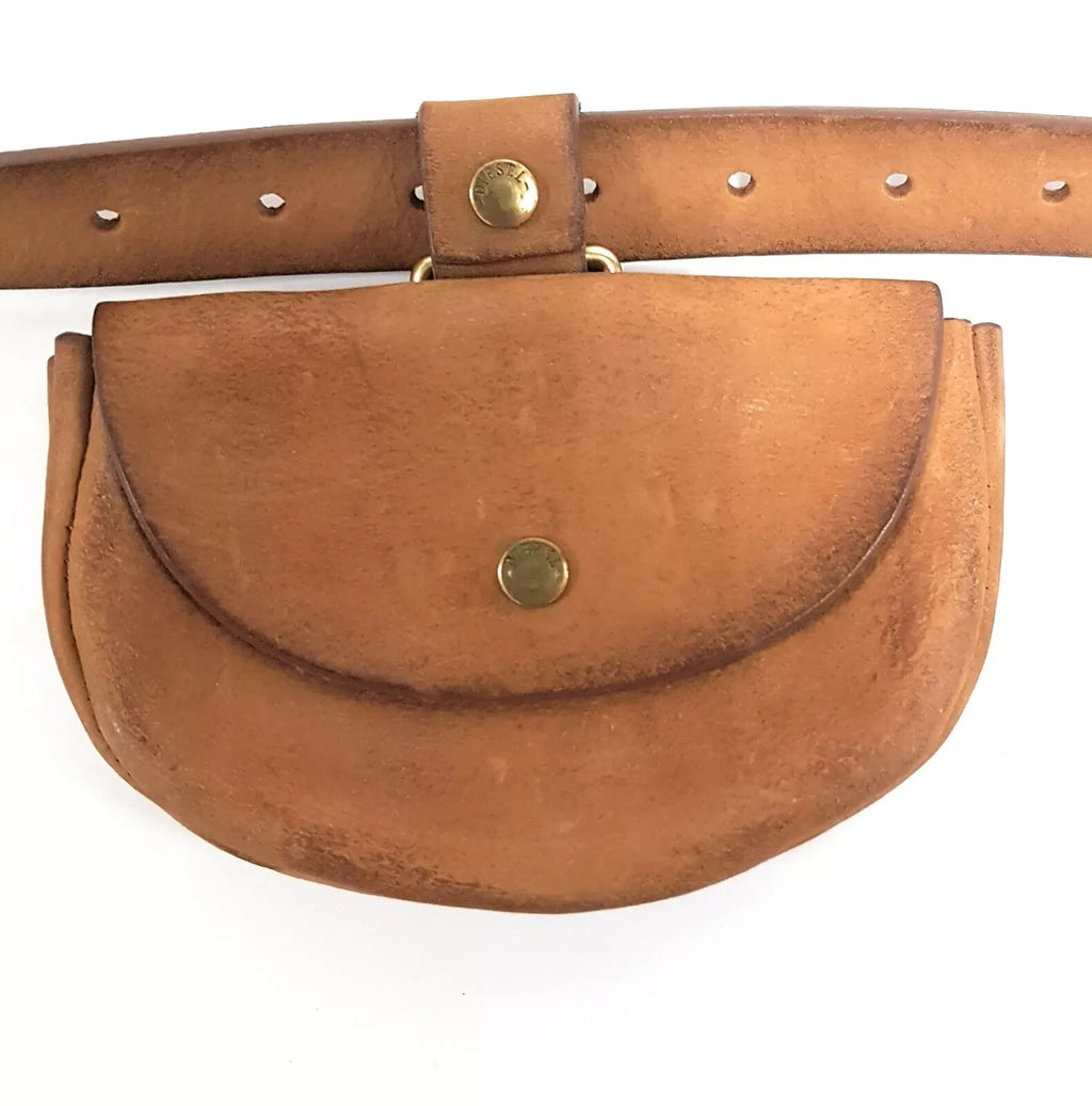 DIESEL BOCKET Ledergürtel 95 cm Braun mit abnehmbarer Tasche Echtleder Unisex 39