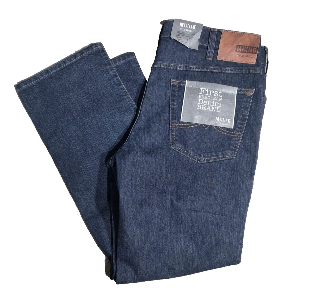 MUSTANG Herren Jeans Traper W38 L30 Blau | Slim Medium Straight BR1C3