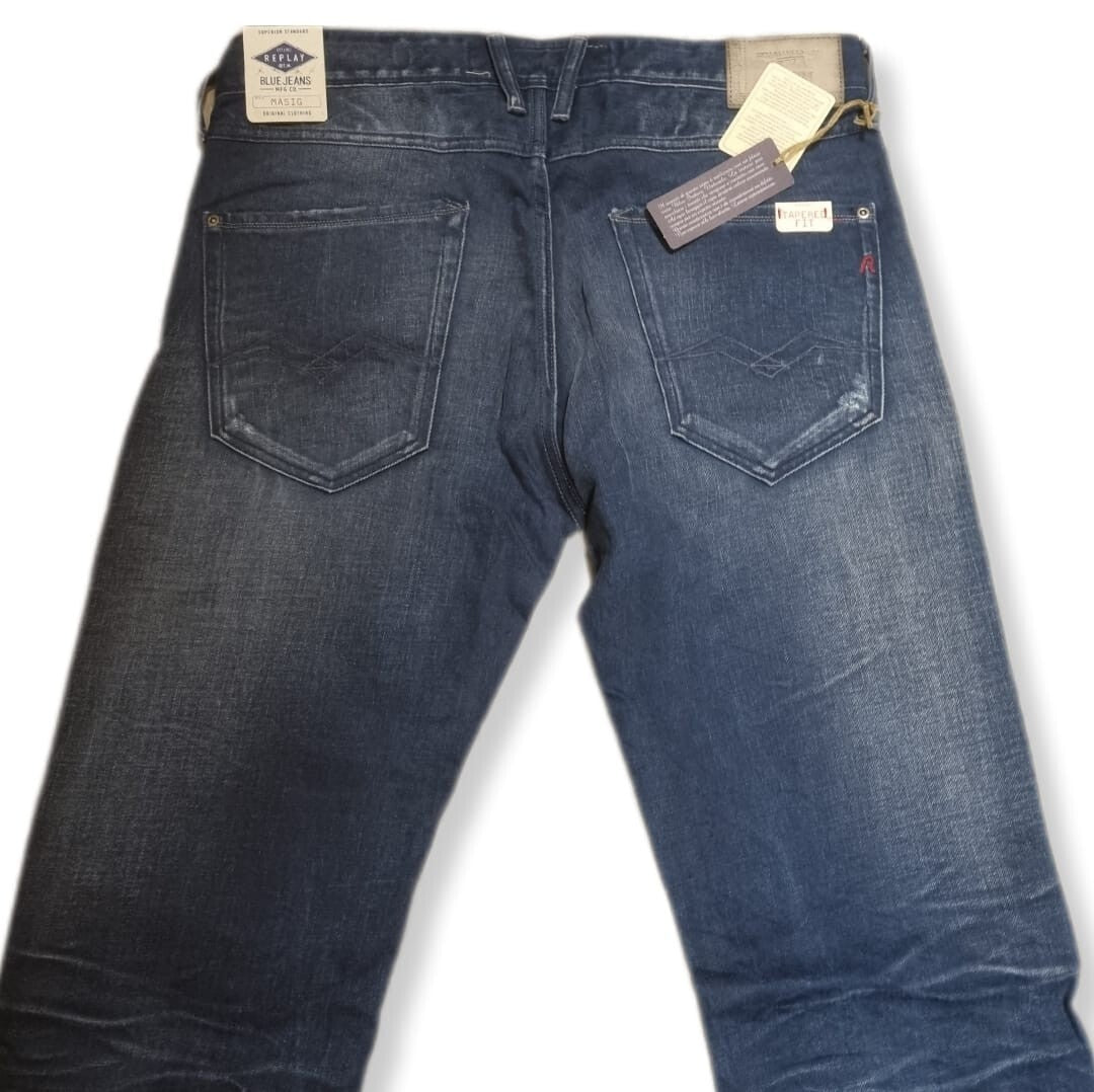 Replay Herren Jeans Masig MA919 – Slim Fit Tapered – Blau W30 W31 W32