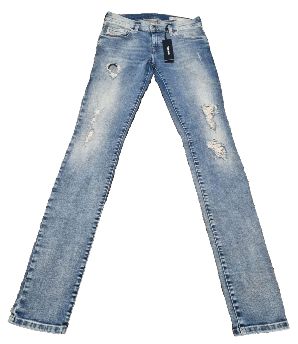 DIESEL Damen Jeans GRUPEE W25 L32 – Super Slim Skinny Low Waist – Blau – T-1-5