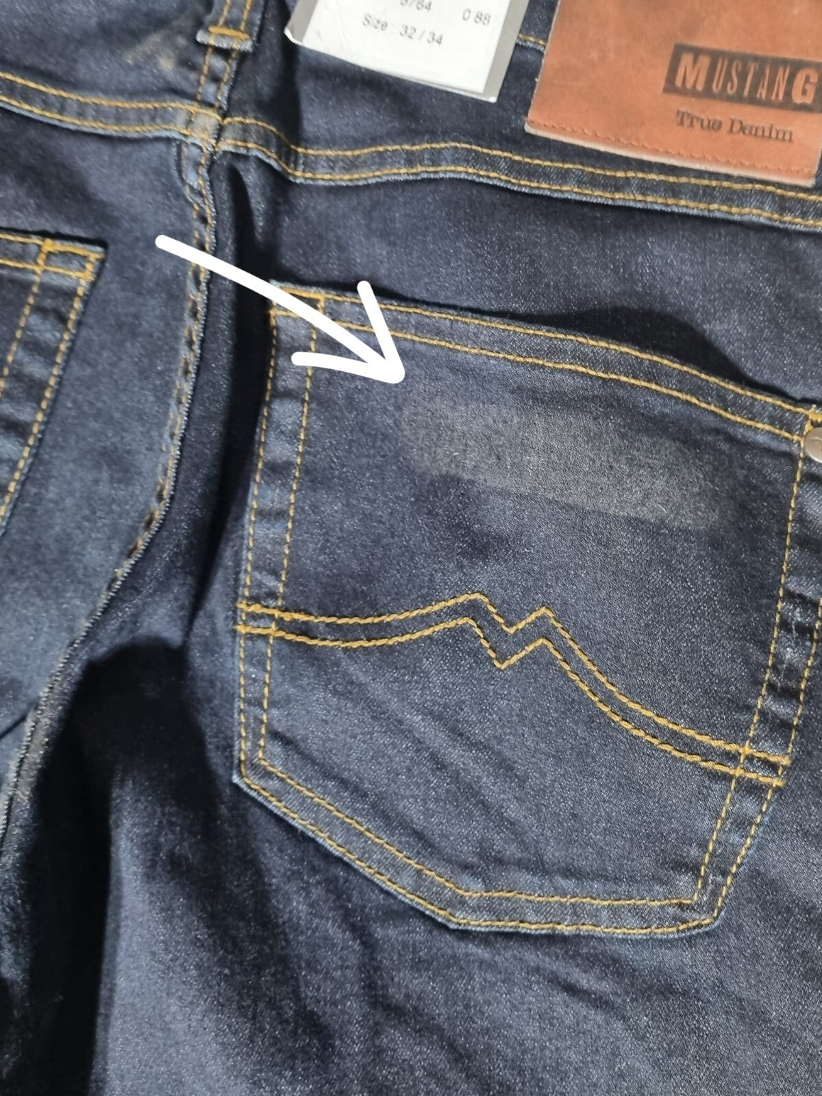 MUSTANG Herren Jeans Tramper Tapered W32 L34 Blau | Slim Medium Schönheitsfehler