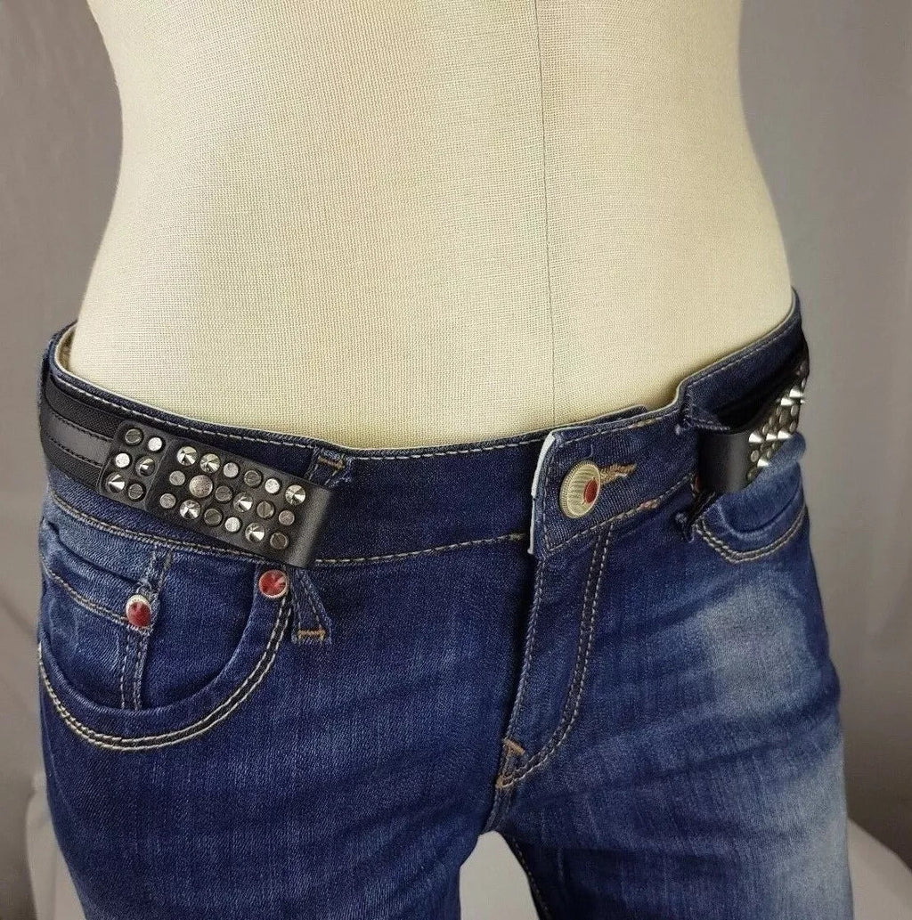 DIESEL BLEG Damen Stretchgürtel Uni Schwarz Elastisch Leder Metall 00SJVH0GA #43