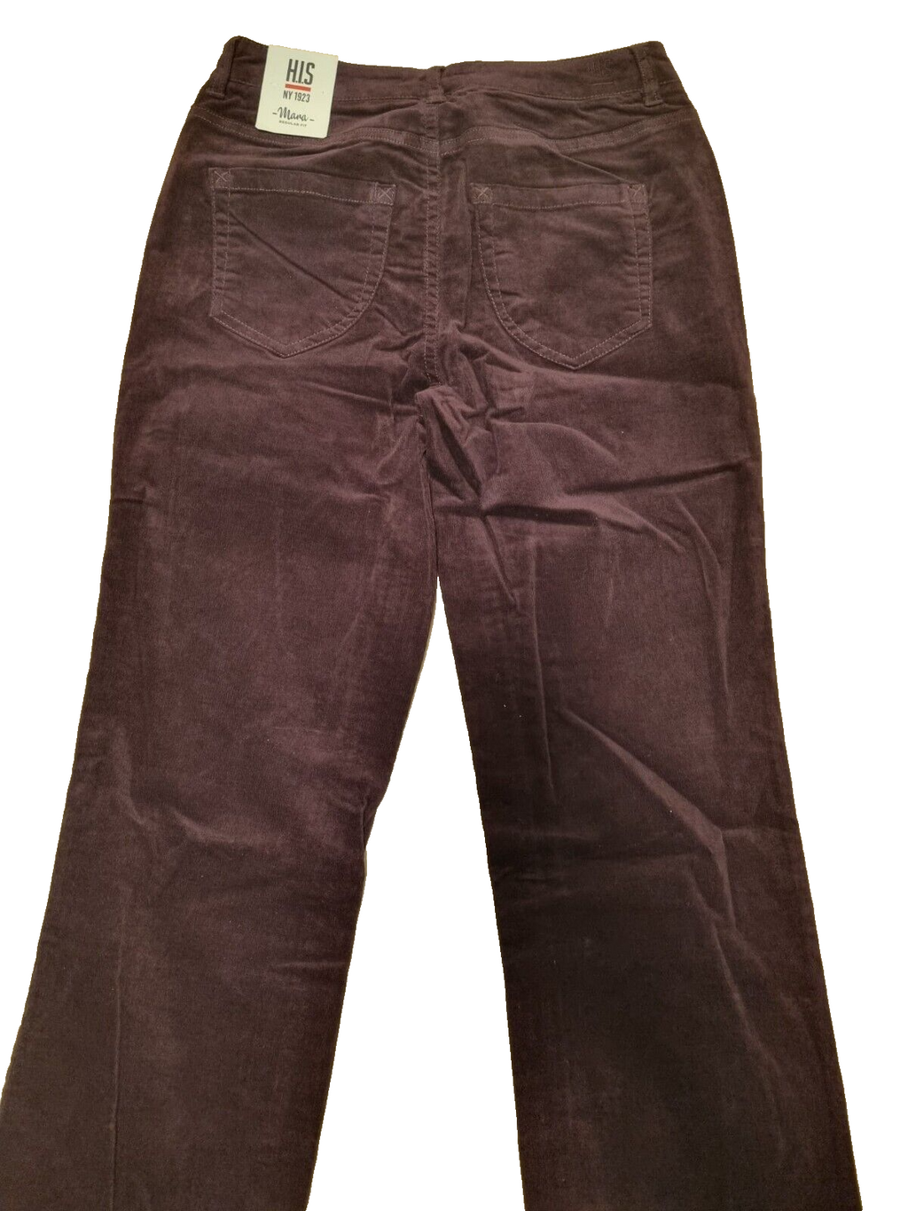 ✨ HIS Damen Jeans MARA Regular Mid Rise Straight Leg 34/33 Bordo Cord Denim E8