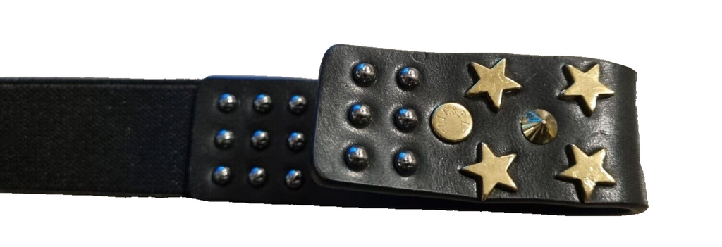 DIESEL BLEG Damen Stretchgürtel Uni Schwarz Elastisch Leder Metall 00SJVH0GA #43