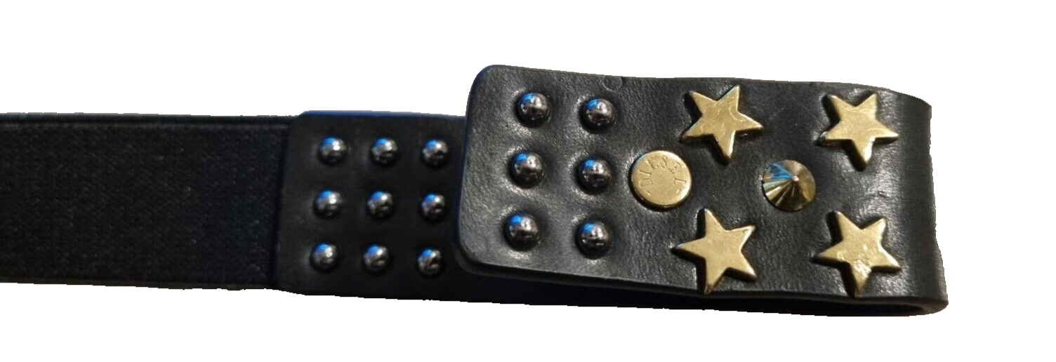 DIESEL BLEG Damen Stretchgürtel Uni Schwarz Elastisch Leder Metall 00SJVH0GA #43