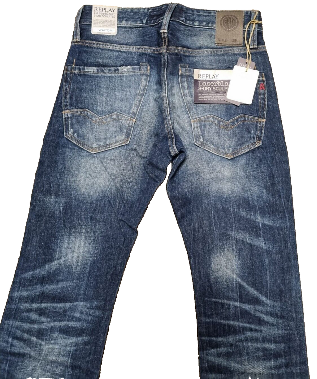 REPLAY Herren Jeans WAITOM M983 | Regular Fit | Dunkelblau Denim | W27 L32 BR1C1