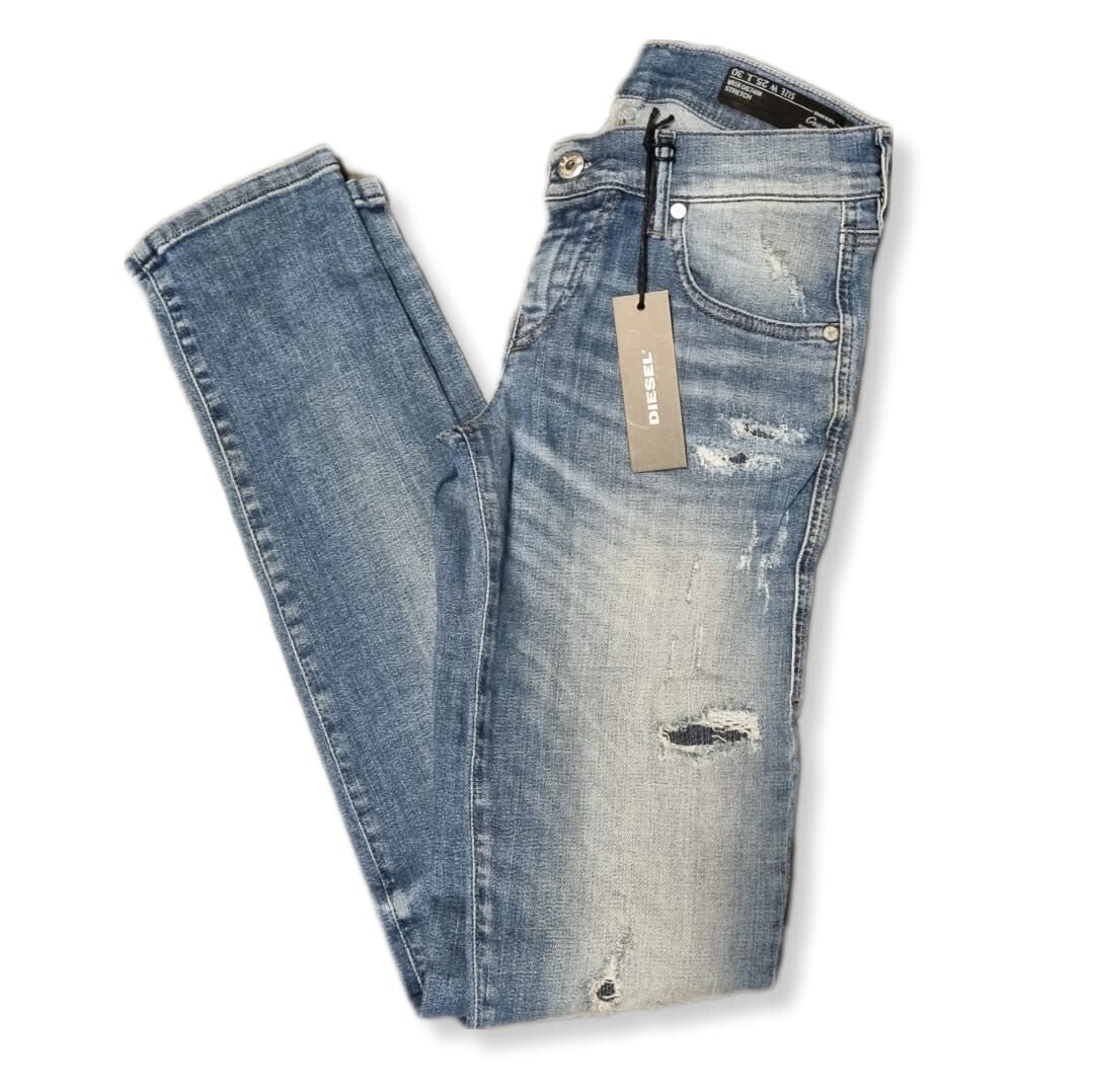 DIESEL Damen Jeans Grupee W25 L30 Blau Super Slim Skinny Low Waist Made in Italy