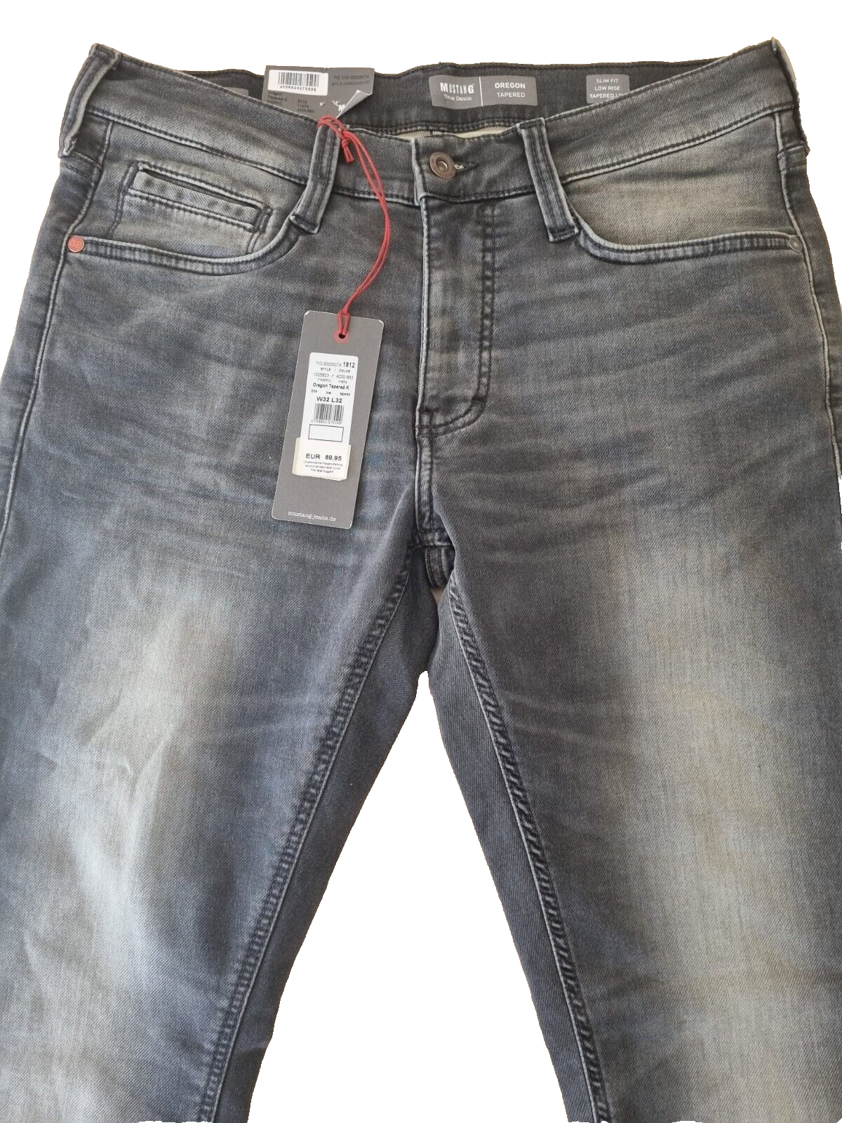 MUSTANG Herren Jeans Oregon Tapered K W32 L32 Grau | Slim-Fit, Niedrige Waist E6