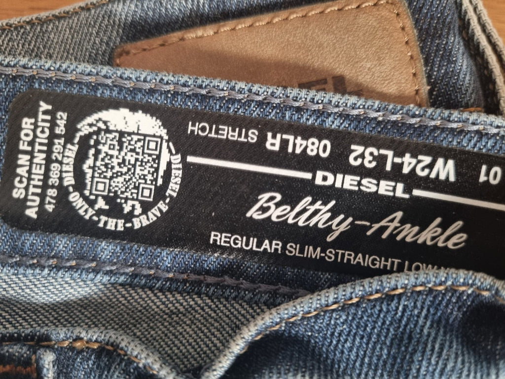 DIESEL Damen Jeans Belthy-Ankle W24 L32 Blau Slim Straight Low Waist Hose T1-6
