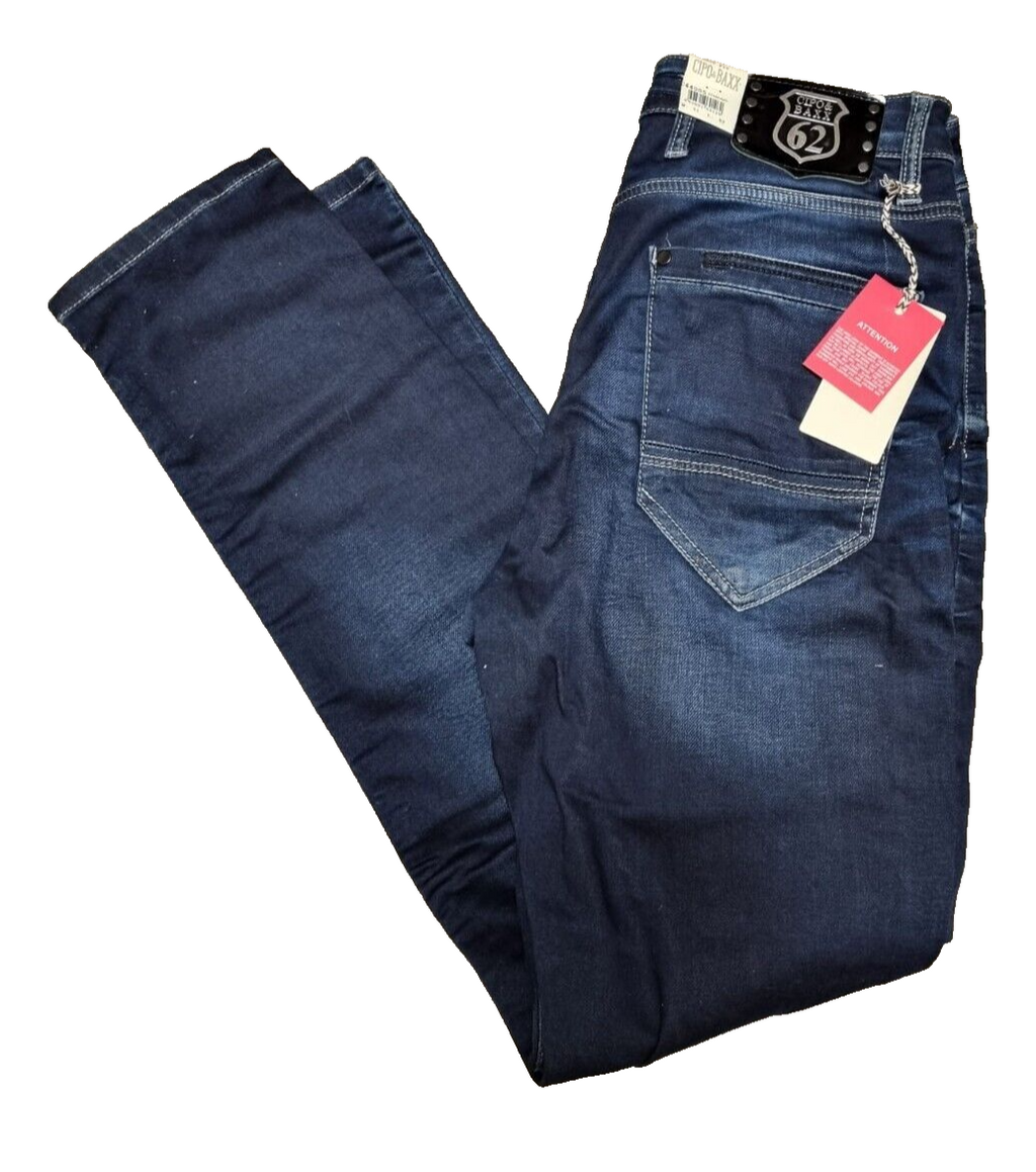 CIPO & BAXX Herren Jeans C44005 | Carrot Fit | Dunkelblau | W31 L32 Denim BR1C1