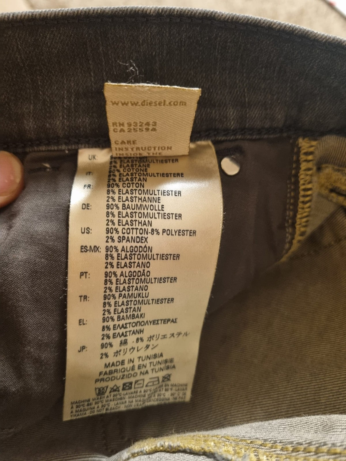 DIESEL Damen Jeans Getlegg W25 L30 Grau Stretch 00CSDM 0607Z Slim Skinny