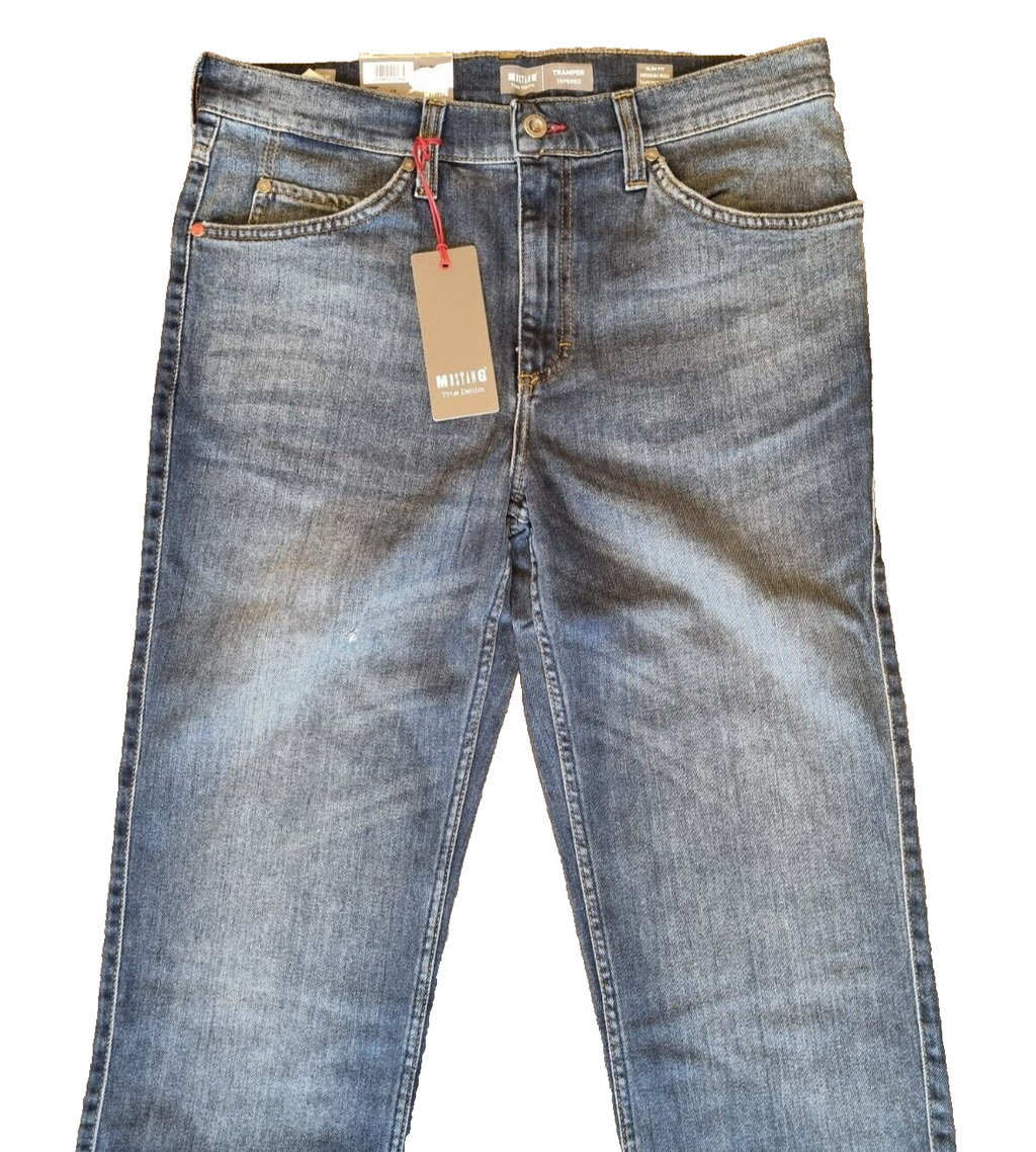MUSTANG Herren Jeans Tramper Tapered Blau Slim Fit Medium Rise W32 W33 W38