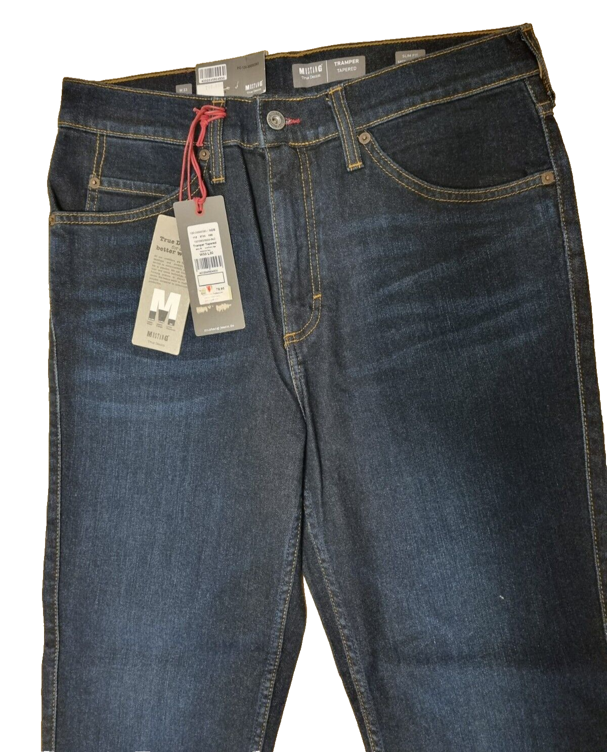 Mustang Herren Jeans Tramper Tapered W33 L30 Dunkel Blau Slim Fit Tapered D3