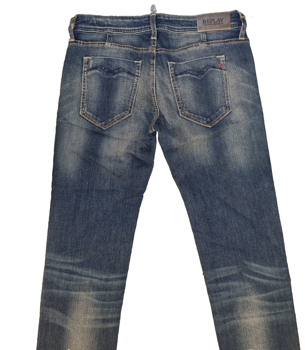 Replay Damen Jeans Anne W28 L34 Blau | Slim Fit | WX645 Stretch Denim K9