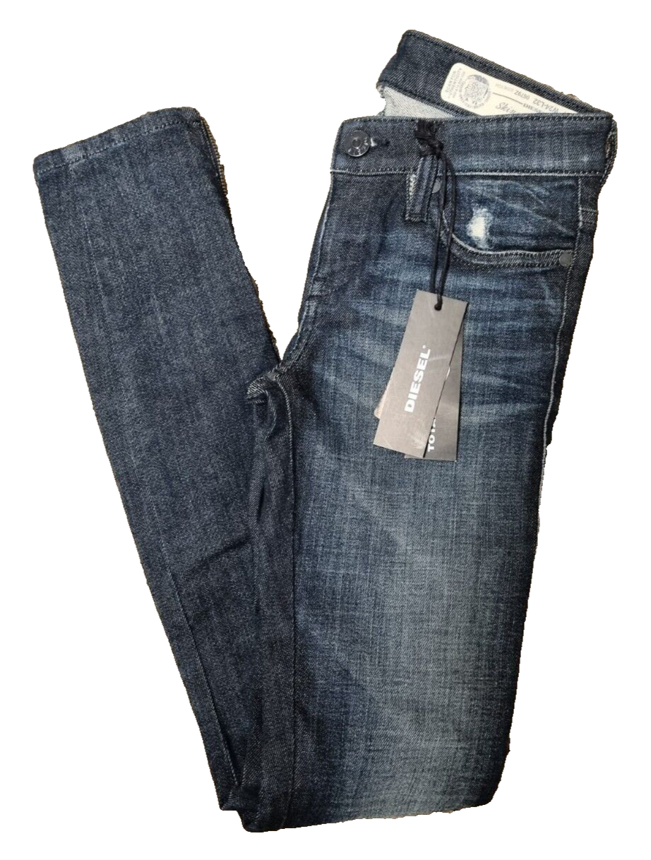DIESEL Damen Jeans Skinzee-Low-Zip W24 L32 | Super Slim Skinny Dunkelblau BR3E1