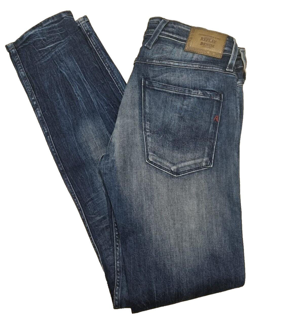 Replay Herren Jeans ANBASS, W31 L34, Dunkelblau, Slim Fit, Modern Look Hose D6