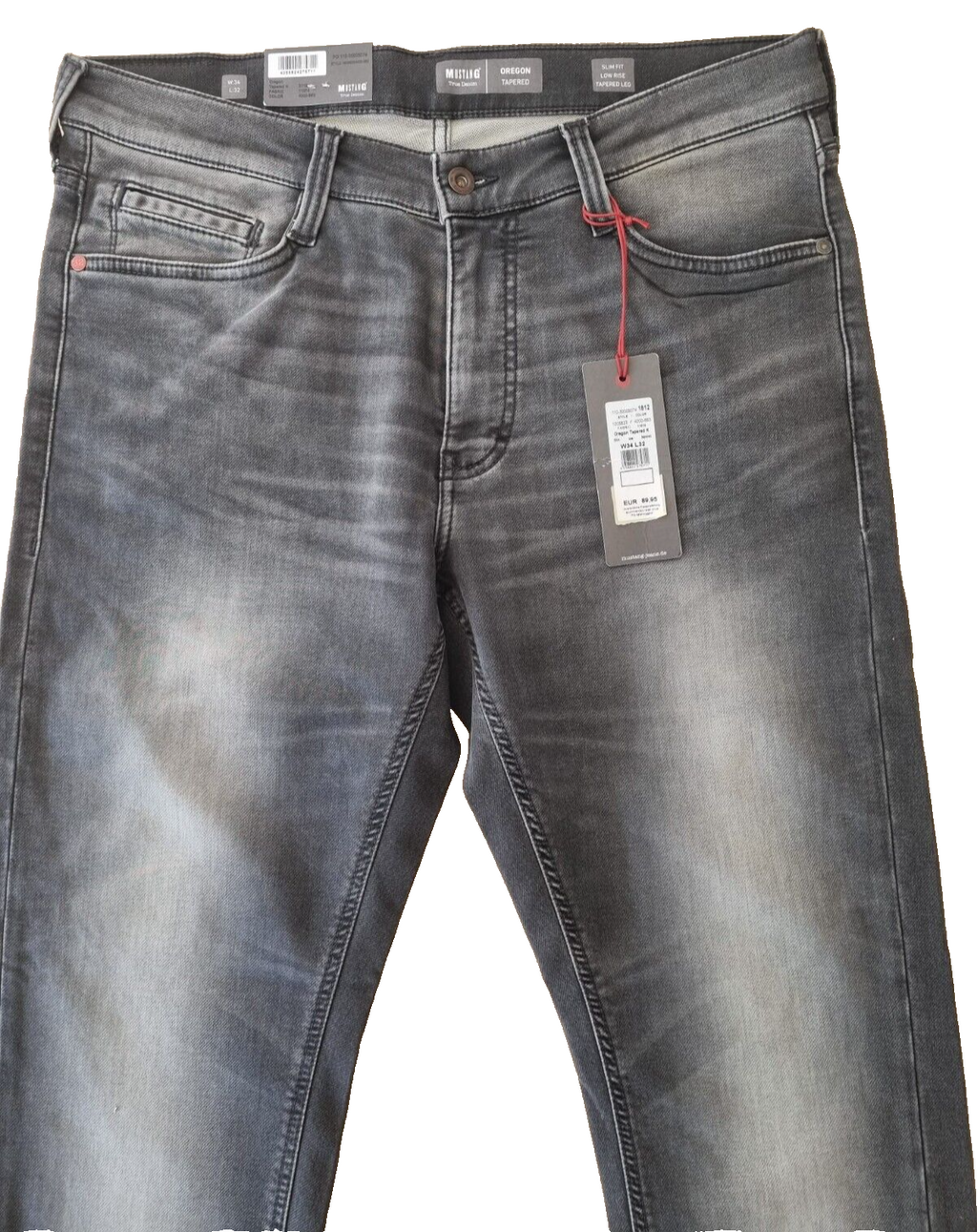 MUSTANG Herren Jeans Oregon Tapered K W34 L32 Grau | Slim-Fit, Niedrige Waist E5