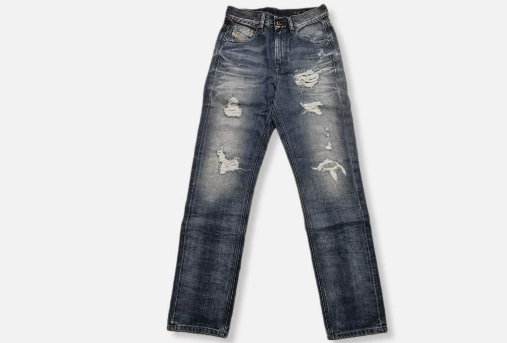 DIESEL Damen Jeans Kameron W25 L32 Boyfriend High Waist Blau 100% Baumwolle PL1C