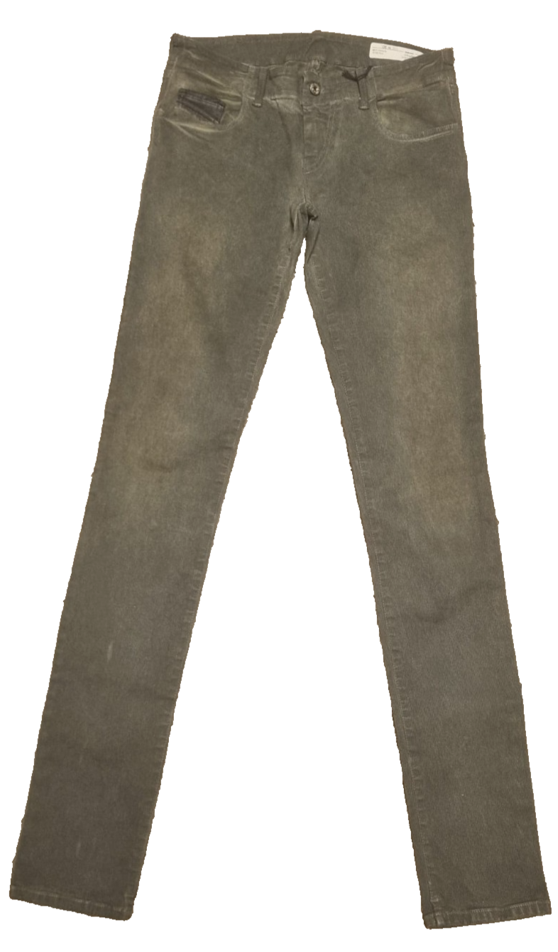 DIESEL Damen Jeans Grupee W30 Grün 00CZAF 066B Super Slim Skinny Low Waist