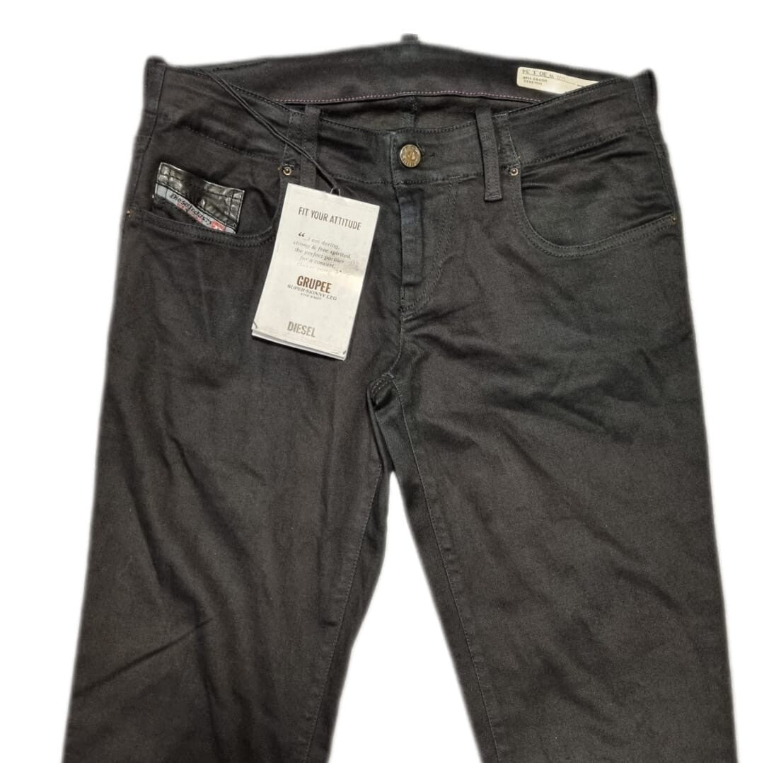 DIESEL Damen Jeans Grupee 0800R Stretch Schwarz W30 L34 Super Slim Fit PL5B2