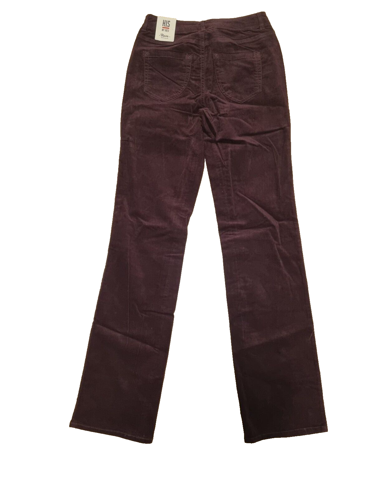 ✨ HIS Damen Jeans MARA Regular Mid Rise Straight Leg 34/33 Bordo Cord Denim E8