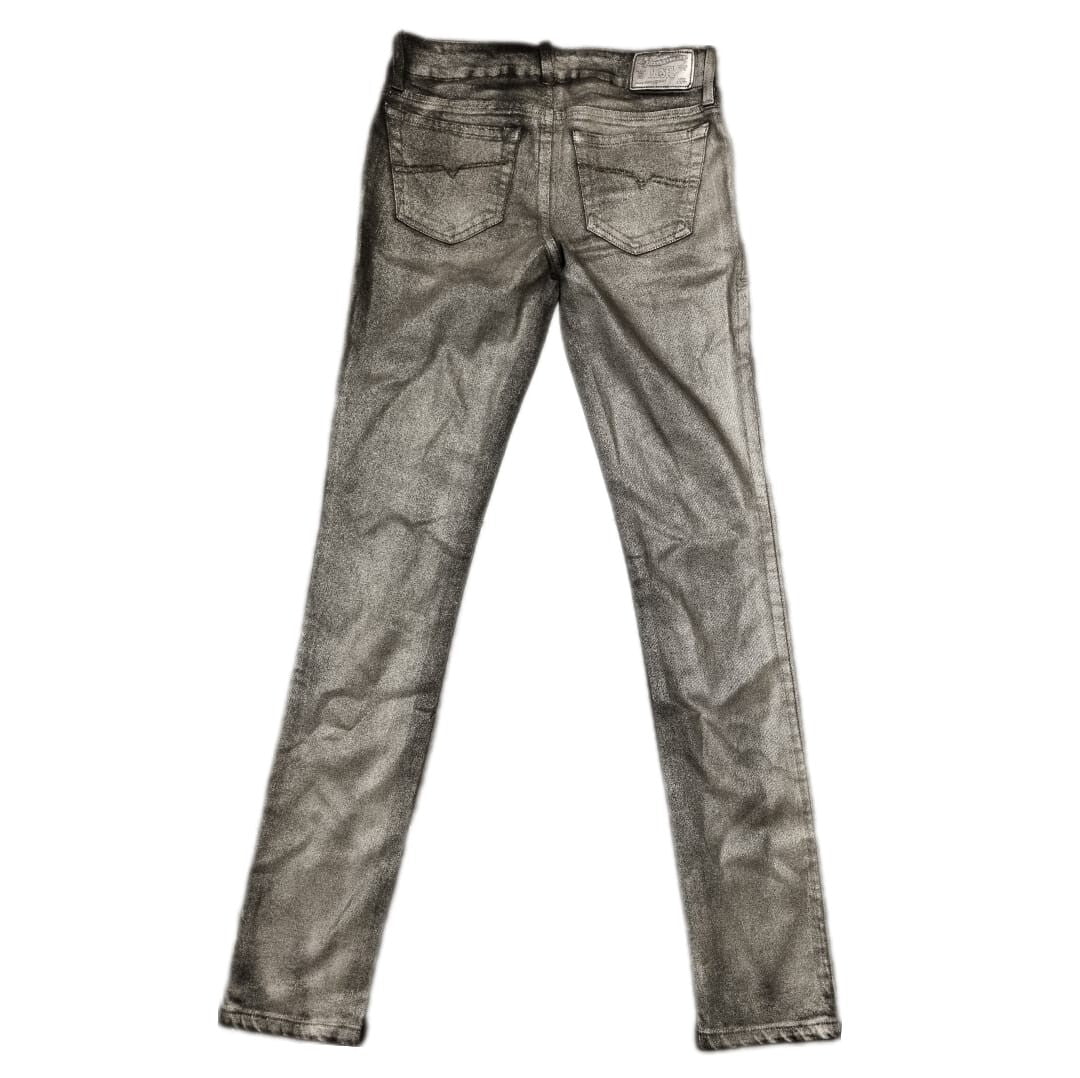 DIESEL Damen Jeans Grupee OE822 Stretch Low Silber Schwarz W27 L32 Modisch BR5B1