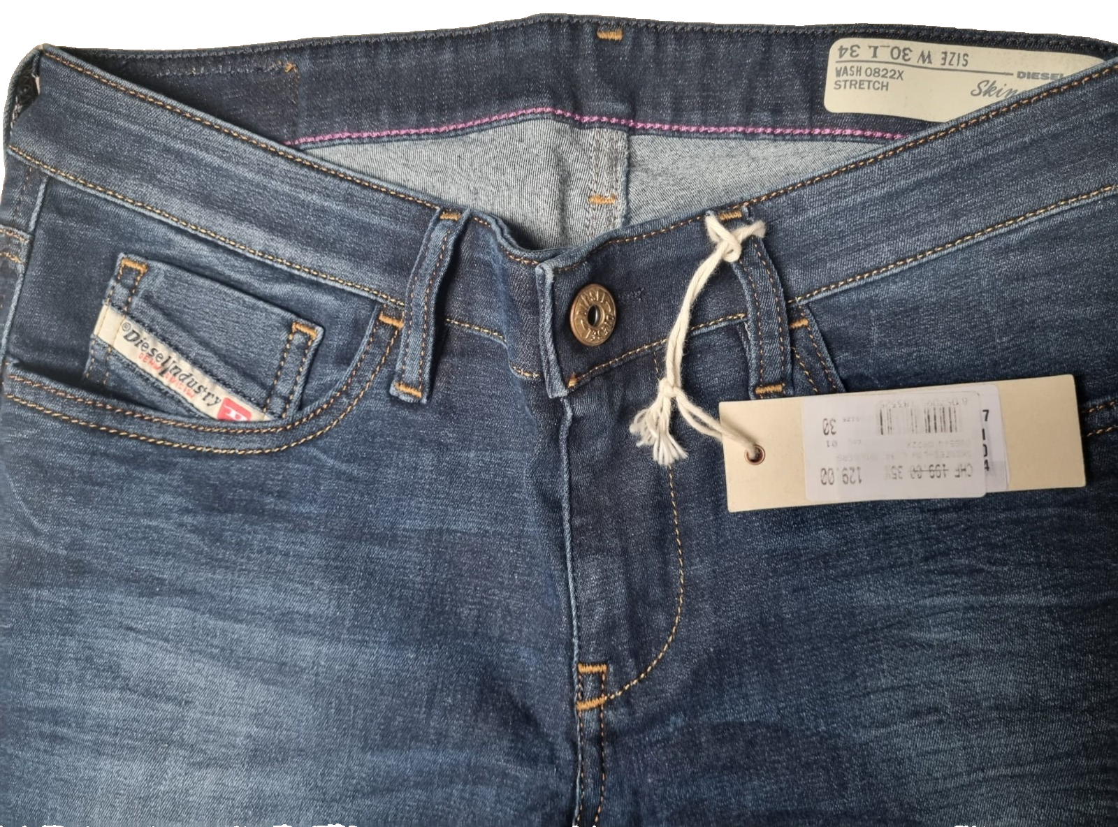 DIESEL Damen Jeans Skinzee-Low W30 L34 | Super Slim Skinny | Blau Stretch